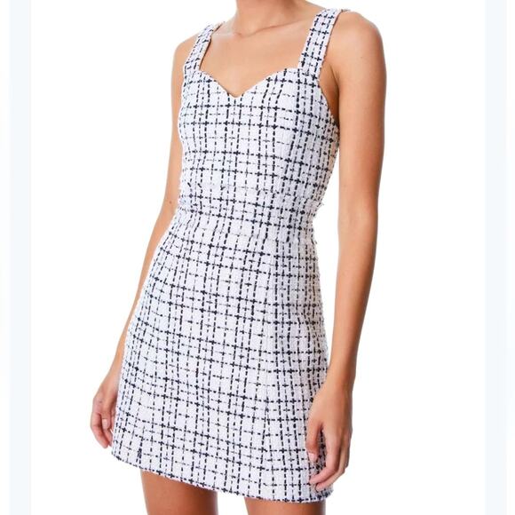 Alice + Olivia Black and White Tweed Mini Dress - Picture 1 of 14